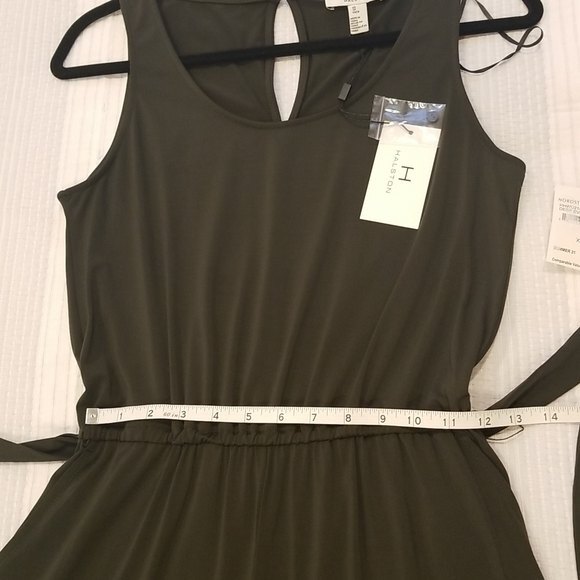 NWT H HALSTON Women's Scoop Neck Belted Jumpsuit In Deep Evergreen, size XS - Picture 5 of 13